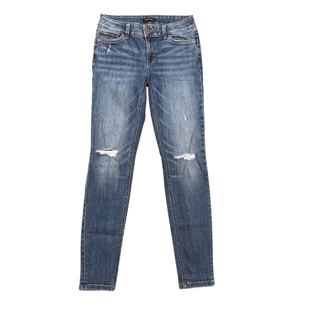 White House Black Market Blue Distressed Skimmer Jeans Womens Size 2